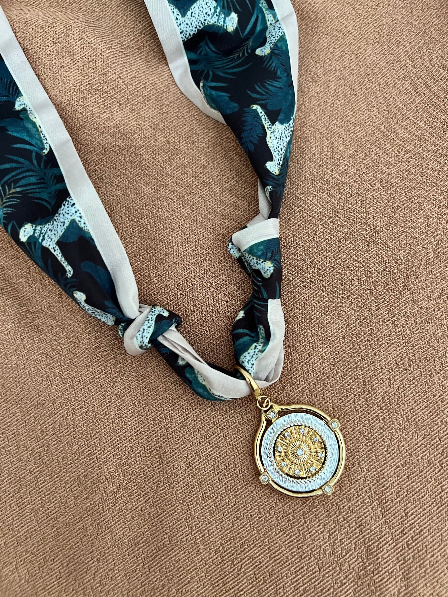 Wild Blue Pendant Scarf Necklace