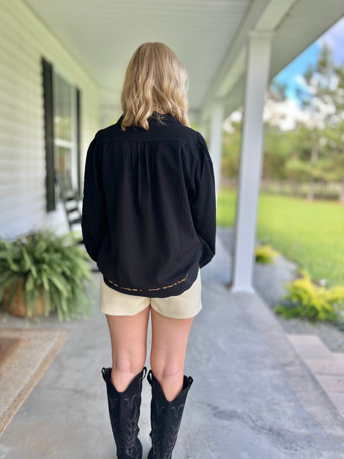 Gone Wild Leopard Trim Blouse