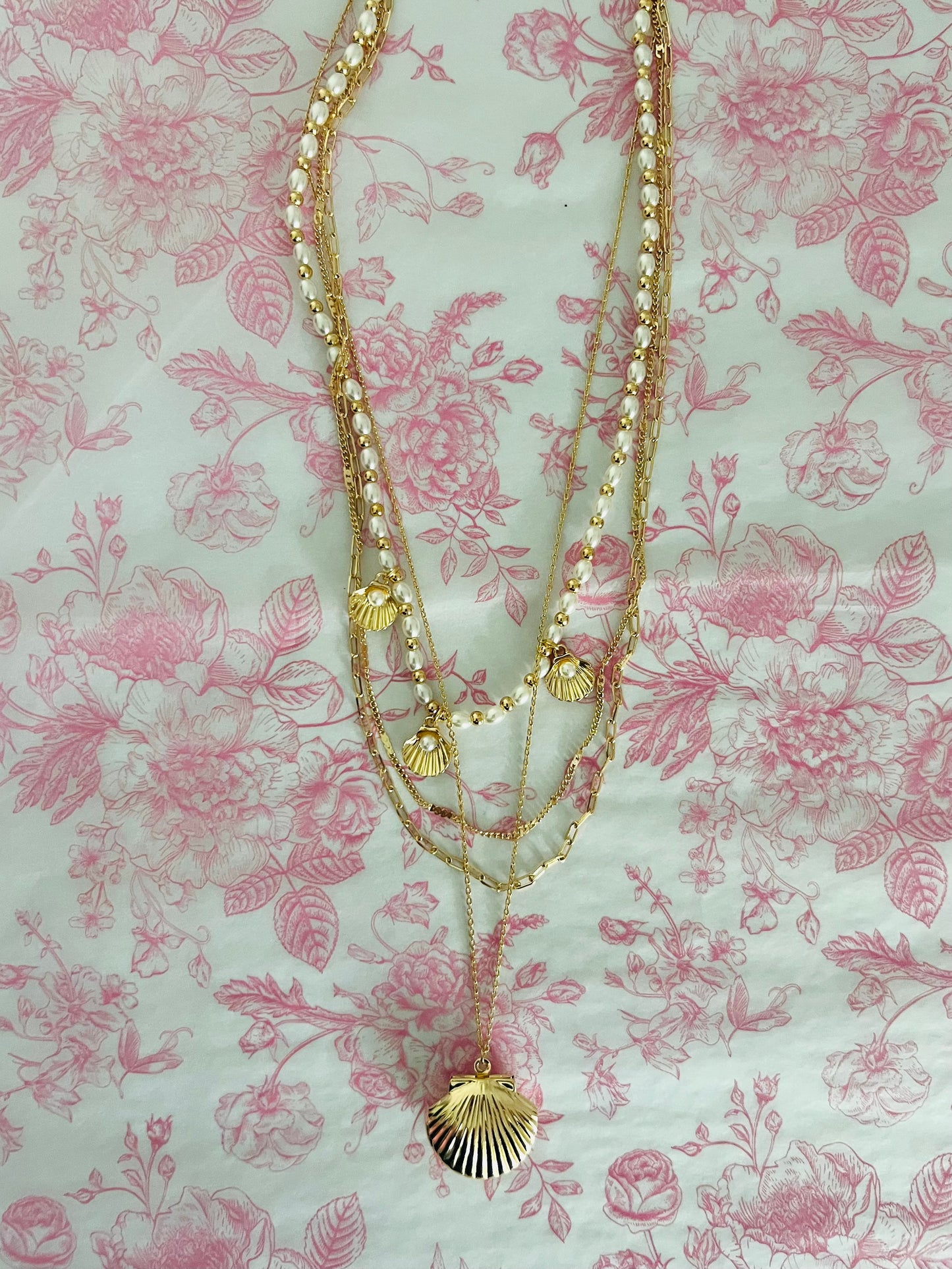 Seashell Charm Drop Necklace