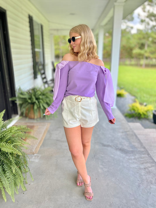 Off Shoulder Bow Tie Top