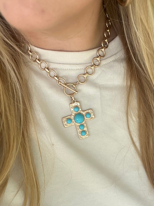 Turquoise Cross Necklace