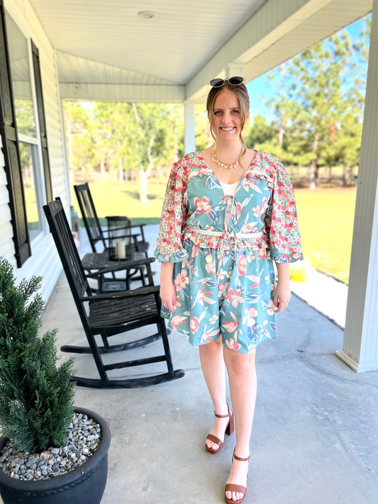 Kate Plus Tie Front Romper
